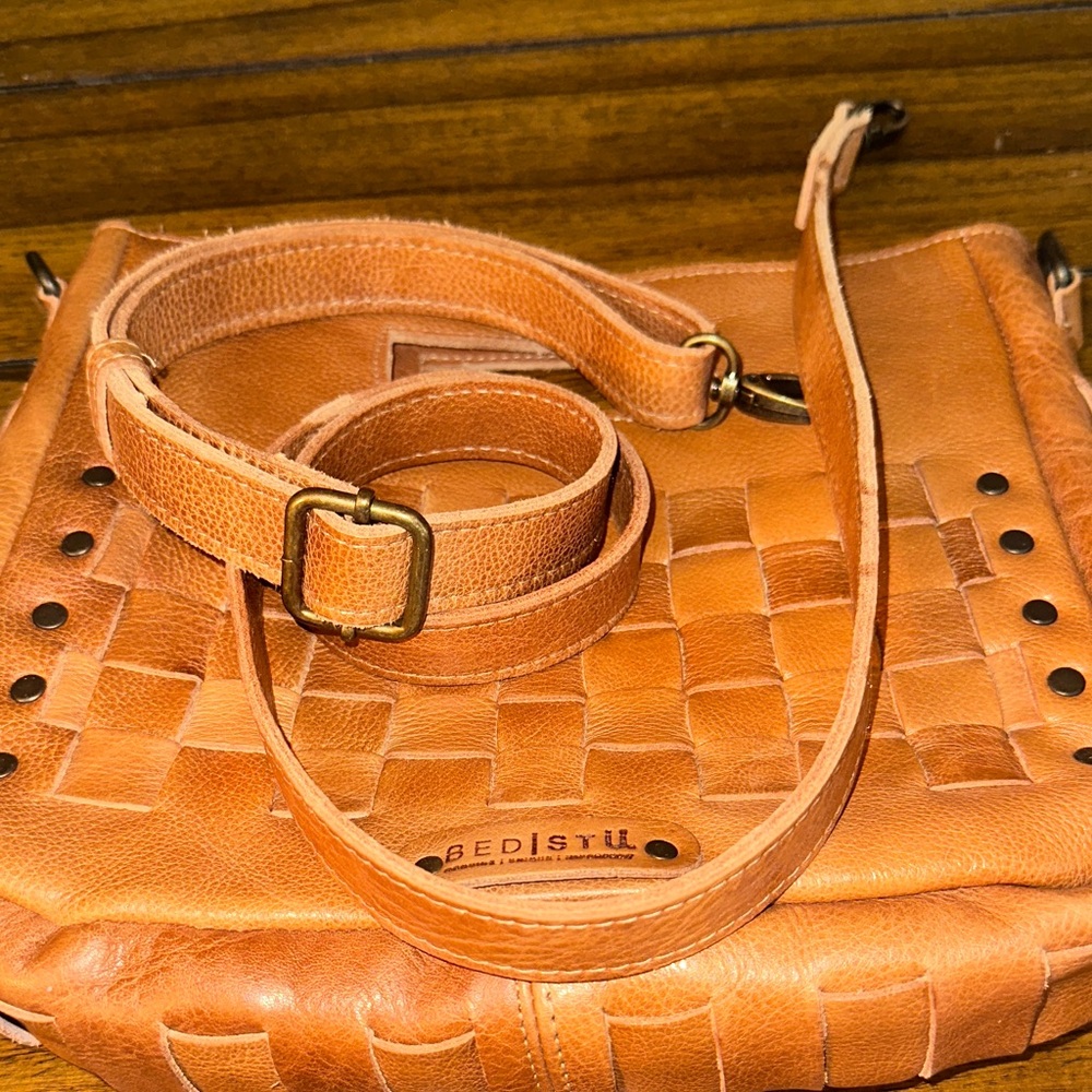 BED|STU Woven Leather Crossbody Bag in Tan - Picture 10 of 10